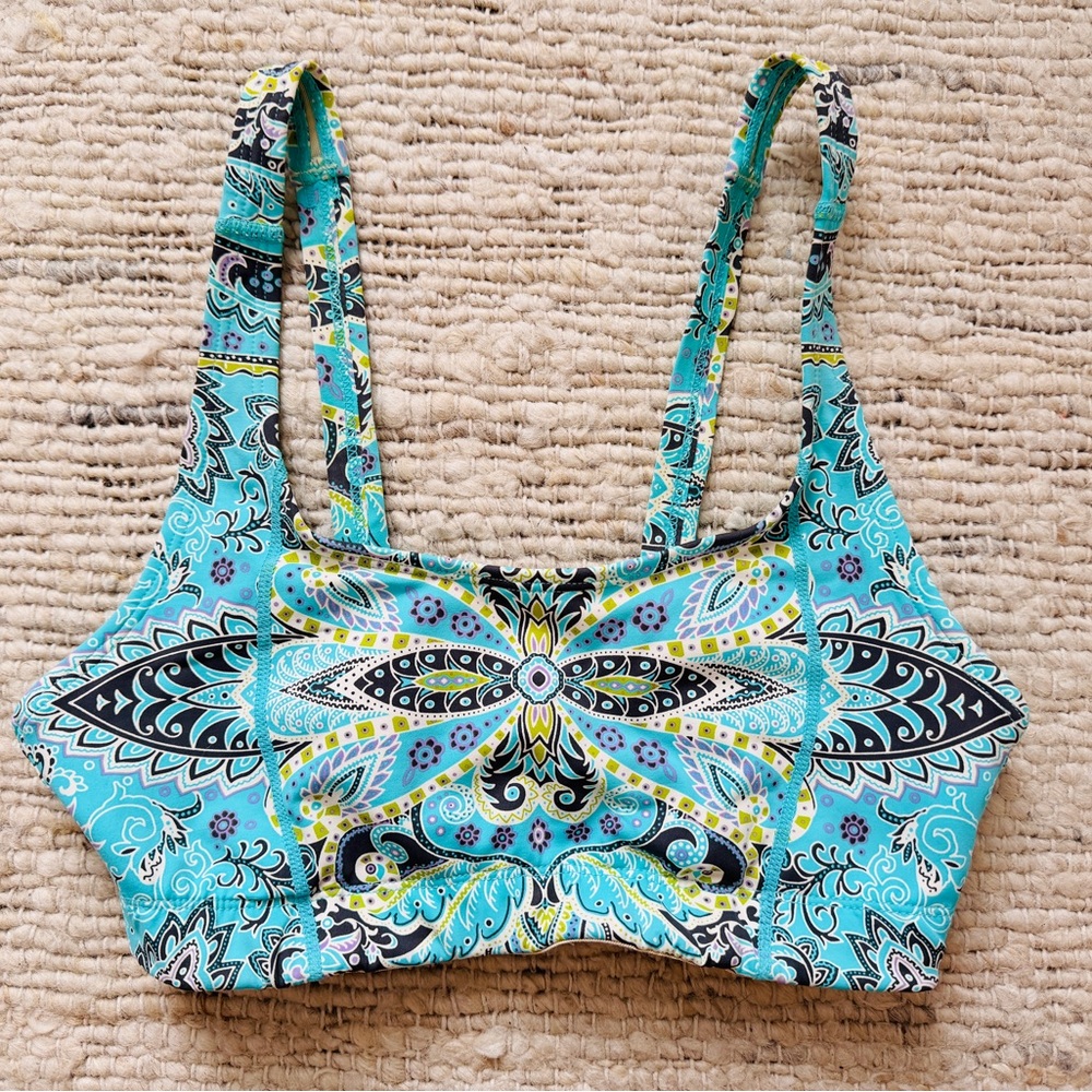 Athleta Teal Trim Black-Accented Swim Top
